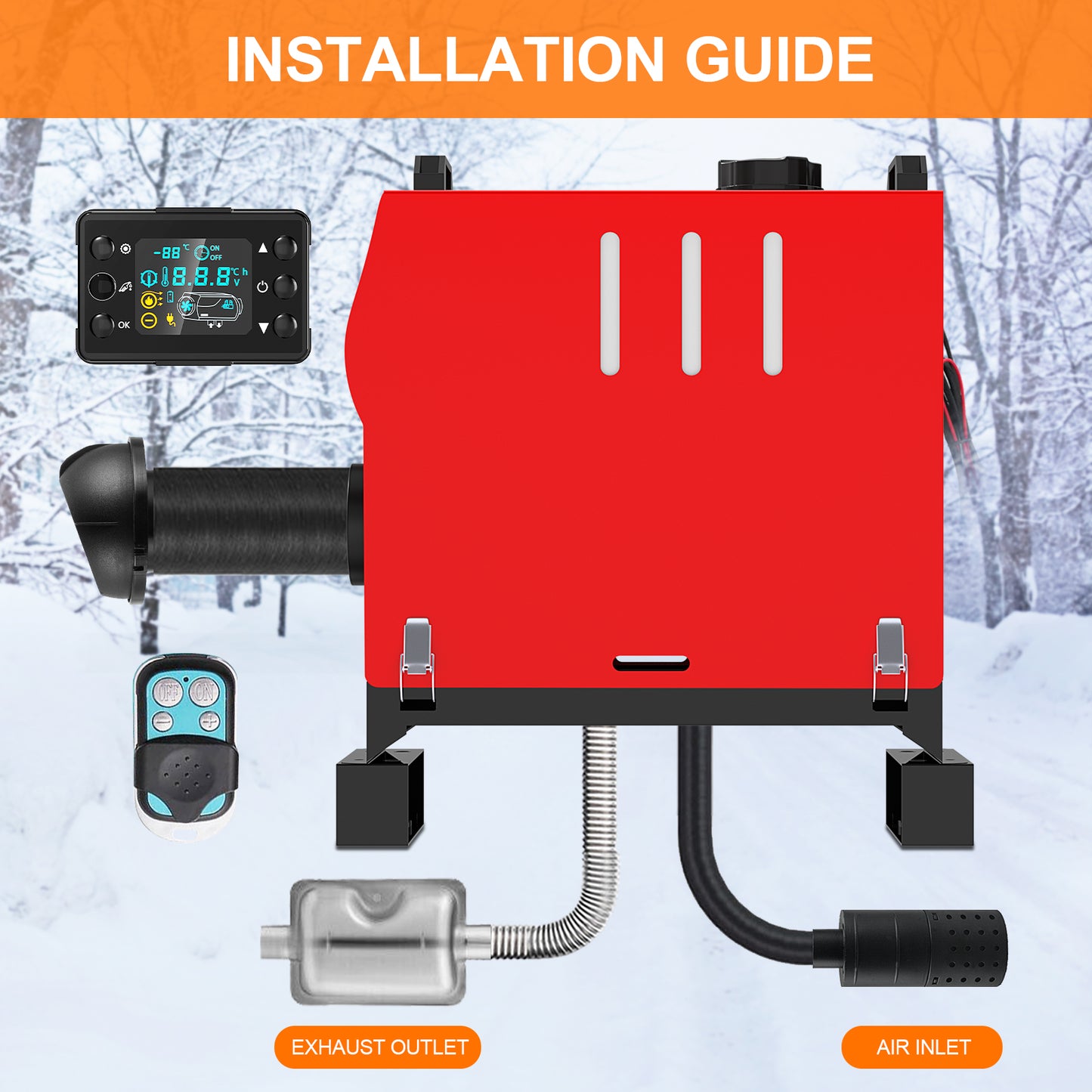 LIKACI Diesel Heater All in One 5KW-8KW 12V/ 24V Portable Diesel Air Car Parking Heater