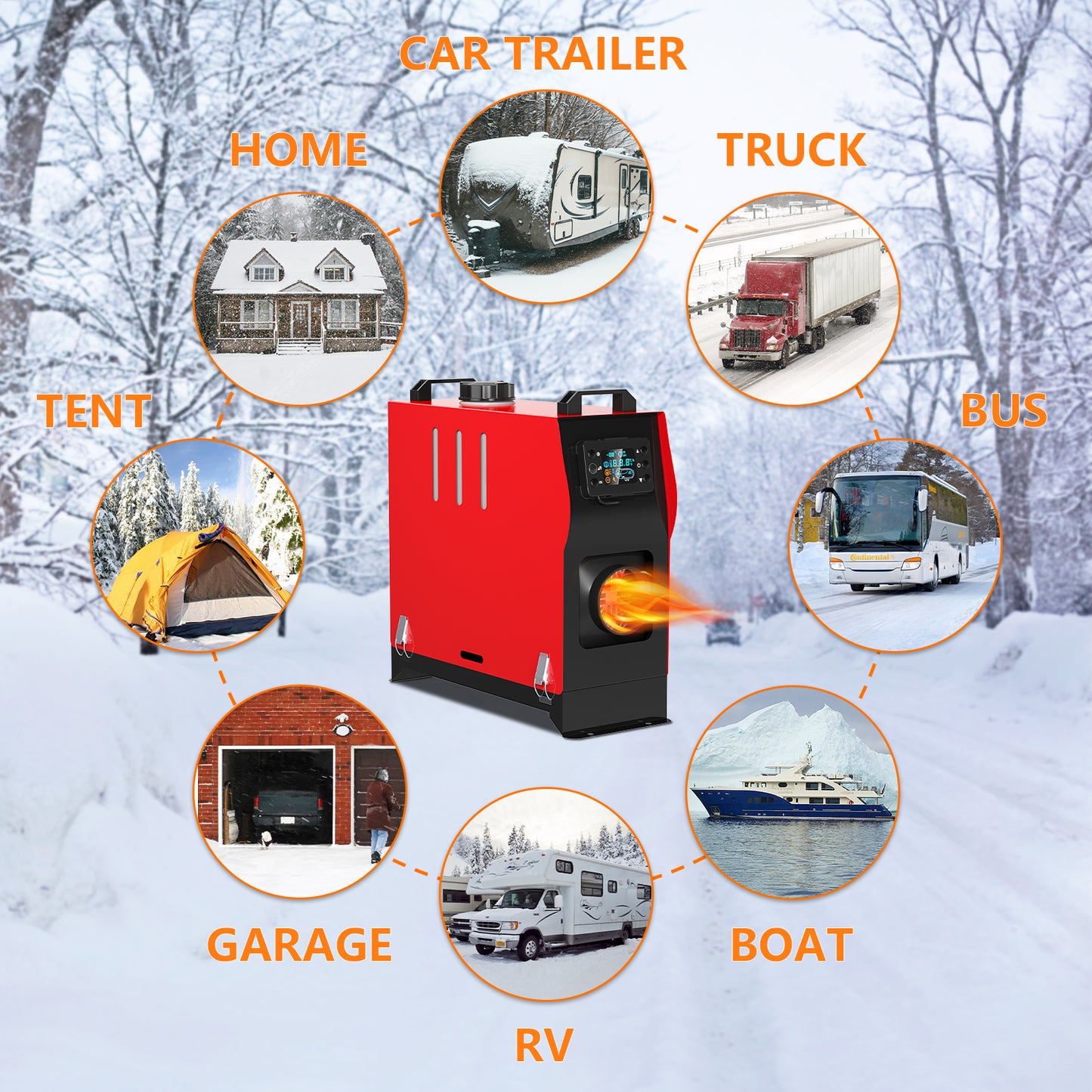 LIKACI Diesel Heater All in One 5KW-8KW 12V/ 24V Portable Diesel Air Car Parking Heater