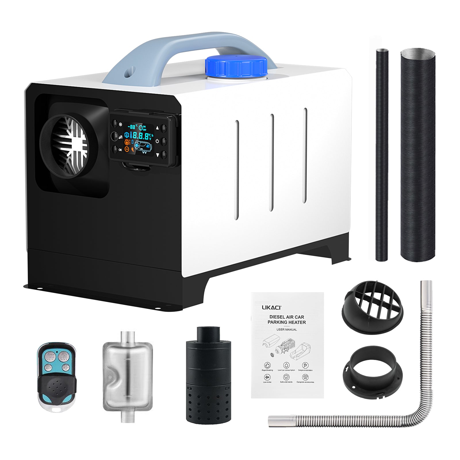 LIKACI Diesel Heater All in One 5KW-8KW 12V/ 24V Diesel Air Car