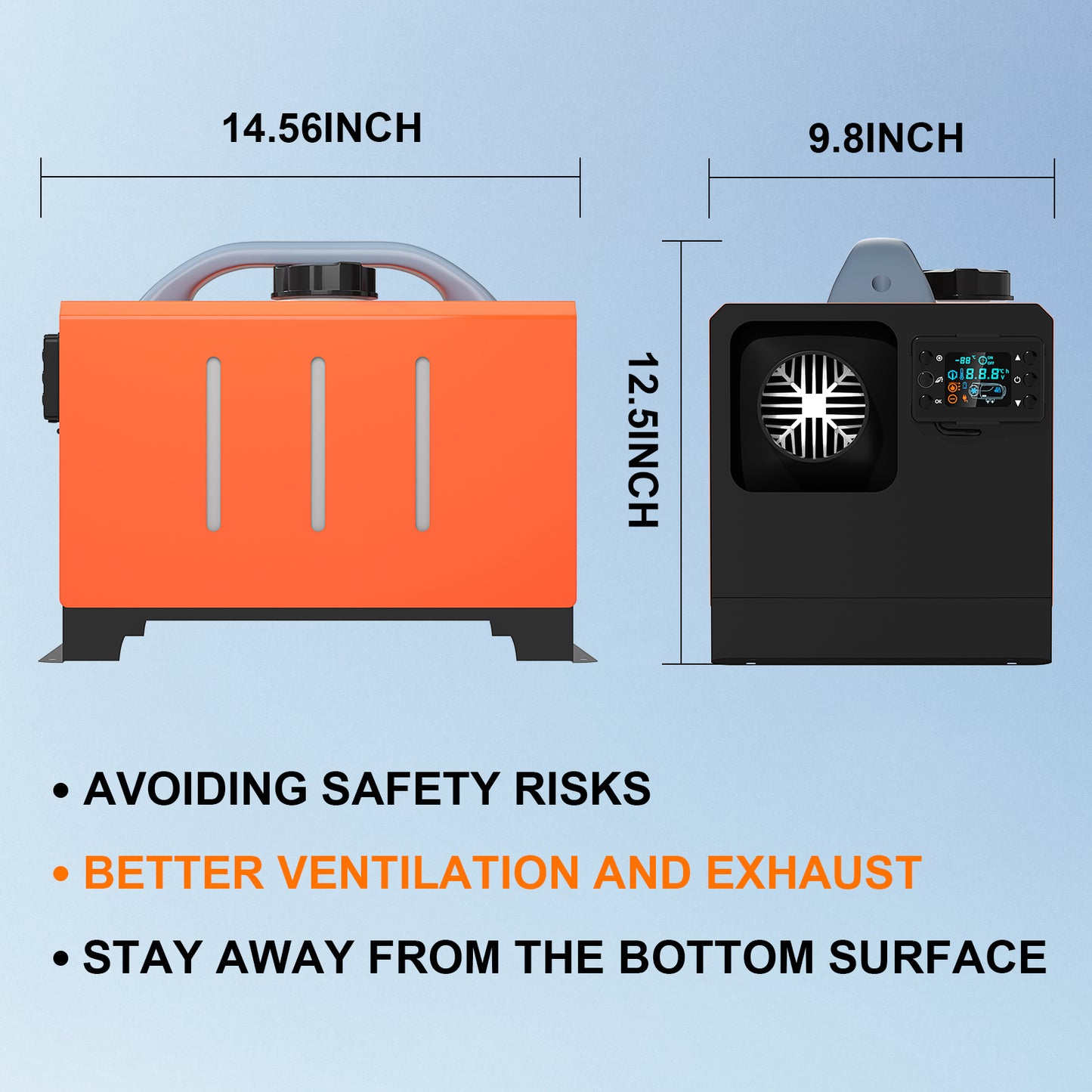 LIKACI Diesel Heater All in One 5KW-8KW 12V/ 24V Diesel Air Car Parking Heater with Upgraded LCD Switch Display& Remote Control, Fast Heating, for RV, Garage, Car Trailer, Truck, Boat (Orange)