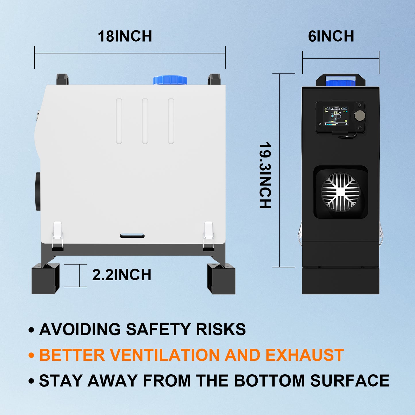 LIKACI Diesel Heater All in One 5KW-8KW 12V/ 24V Portable Diesel Air Car Parking Heater with Bluetooth APP Control, Silent Oil Pump, Fast Heating, for RV, Garage, Car Trailer, Truck, Boat-White